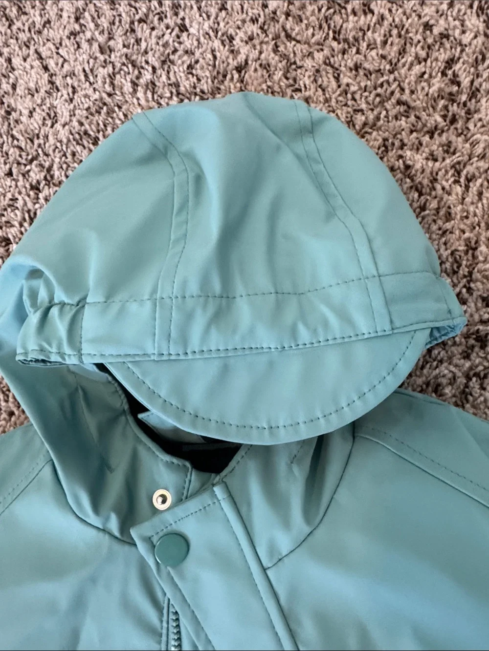 Cat & Jack Light Teal Hooded Kids Rain Coat
